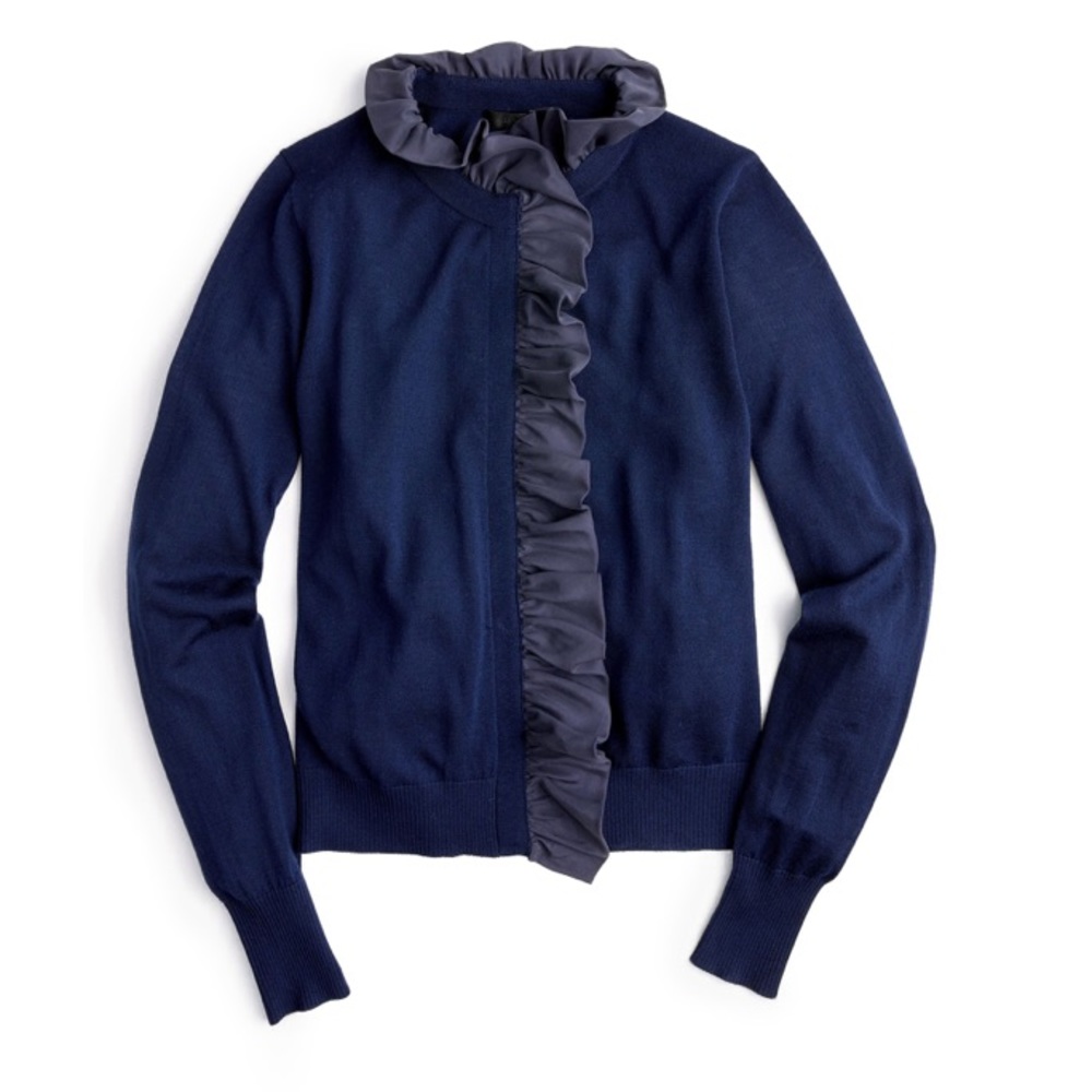 J-Crew Merino Wool Ruffle Cardigan